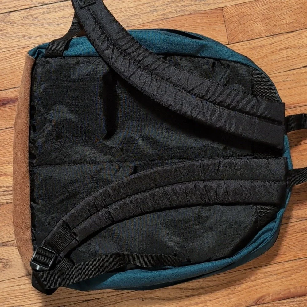 Outdoor Products Backpack Large Teal Brown Vintage Nylon Suede Unisex Adults